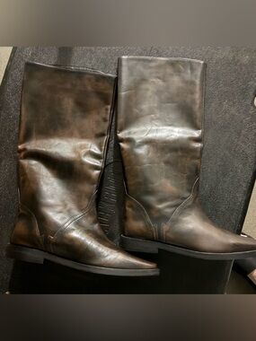 Free People Classic Tall Leather Riding Boots - Dark Brown NWOB.sz.11